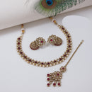 Mangalmani Jewels Gold Plated Crystal Stone Pearl And Beads Necklace Set