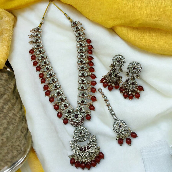 Gehana Mahal Gold Plated Kundan Stone And Meenakari Long Necklace Set