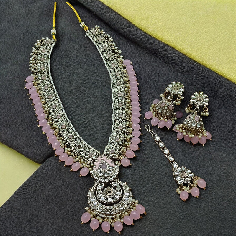 Gehana Mahal Gold Plated Kundan Stone And Beads Long Necklace Set