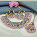 Gehana Mahal Gold Plated Crystal Stone Pearl And Beads Necklace Set