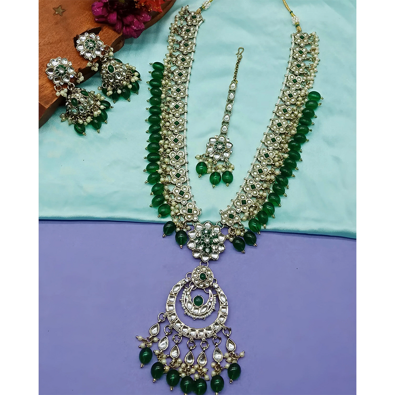 Gehana Mahal Kundan Stone And Meenakari Pearls Long Necklace Set