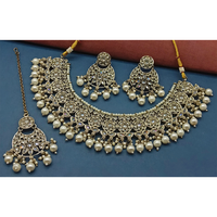 Gehana Mahal Gold Plated Crystal Stone Pearl And Beads Necklace Set