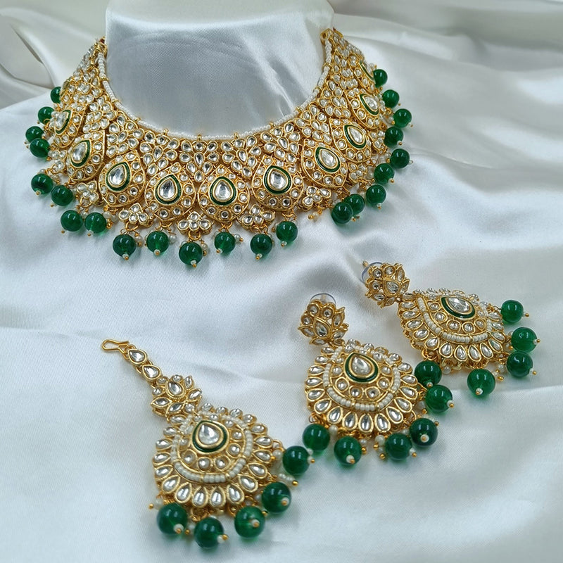 Gehana Mahal Gold Plated Kundan Stone Choker Necklace Set