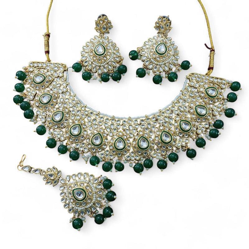 Gehana Mahal Gold Plated Kundan Stone Choker Necklace Set