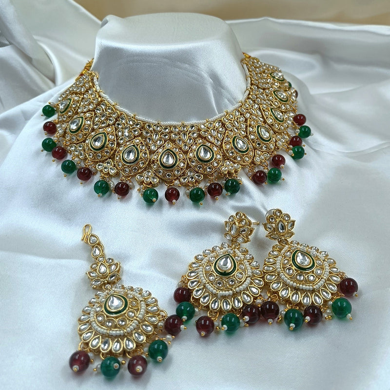 Gehana Mahal Gold Plated Kundan Stone Choker Necklace Set