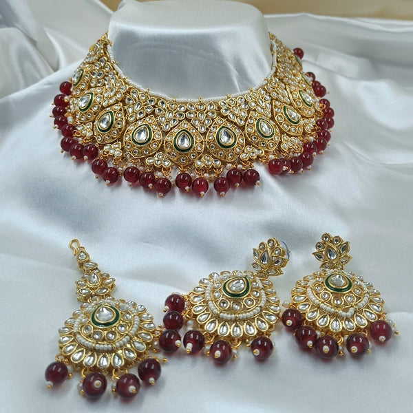 Gehana Mahal Gold Plated Kundan Stone Choker Necklace Set