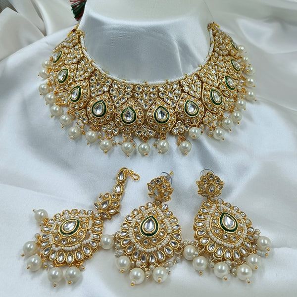 Gehana Mahal Gold Plated Kundan Stone Choker Necklace Set