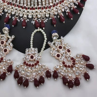 Gehana Mahal Gold Plated Austrian Stone And Pearl Choker Necklace Set