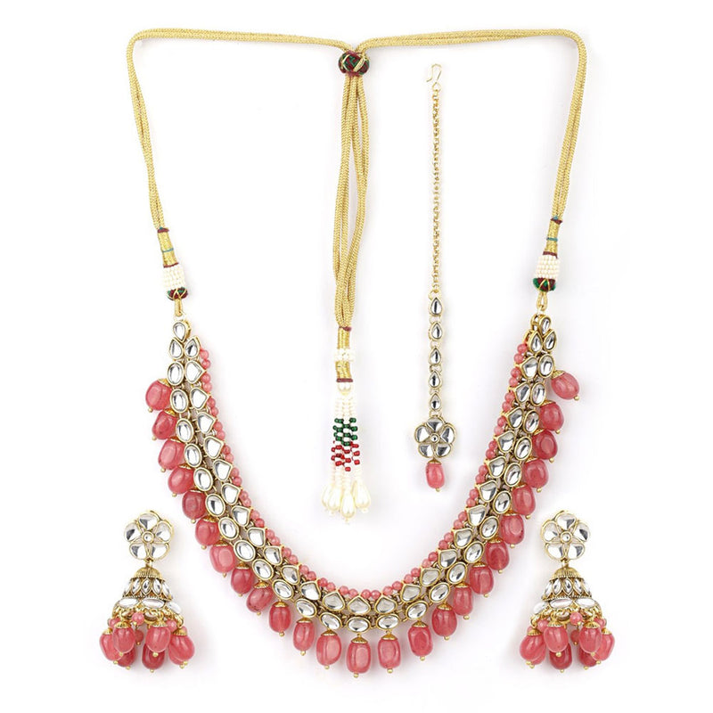 Rasmm Creations Gold Plated Kundan And Beads Necklace Set