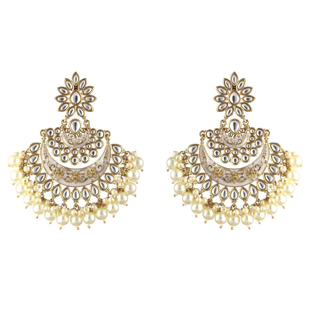 Rasmm Creations Gold Plated Pearl And Kundan Dangler Earrings