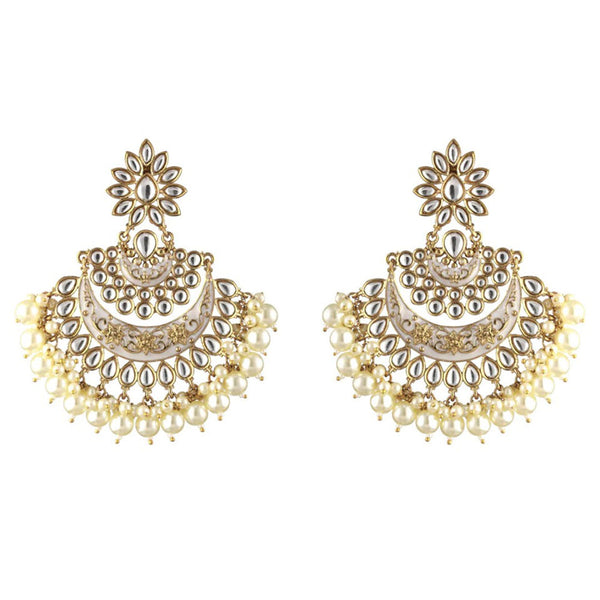 Rasmm Creations Gold Plated Pearl And Kundan Dangler Earrings