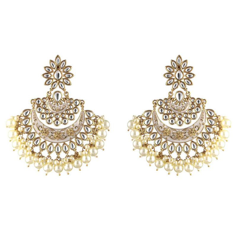 Rasmm Creations Gold Plated Pearl And Kundan Dangler Earrings