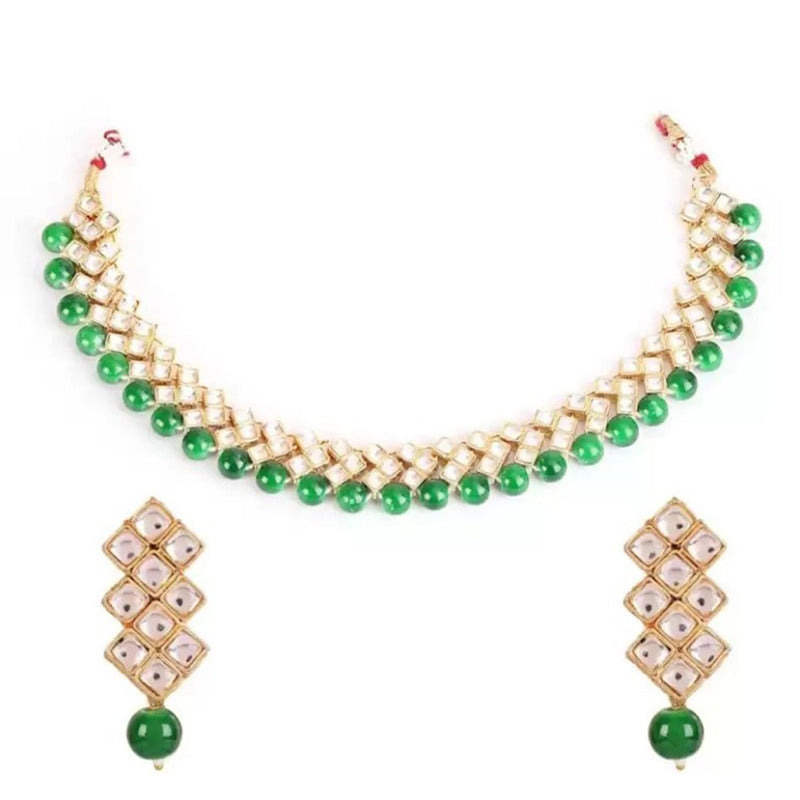 Rasmm Creations Gold Plated Kundan And Beads Necklace Set