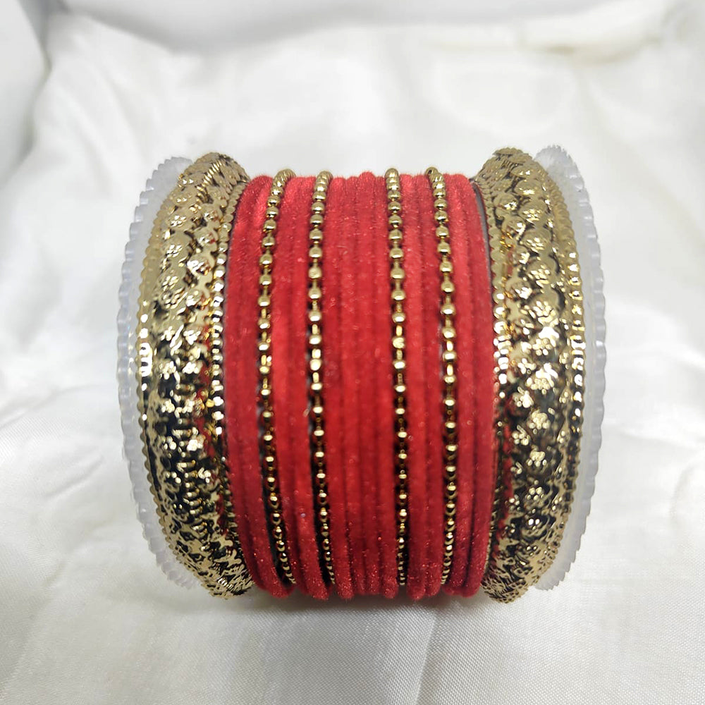 Shree Asha Bangles Gold Plated Velvet Bangle Set