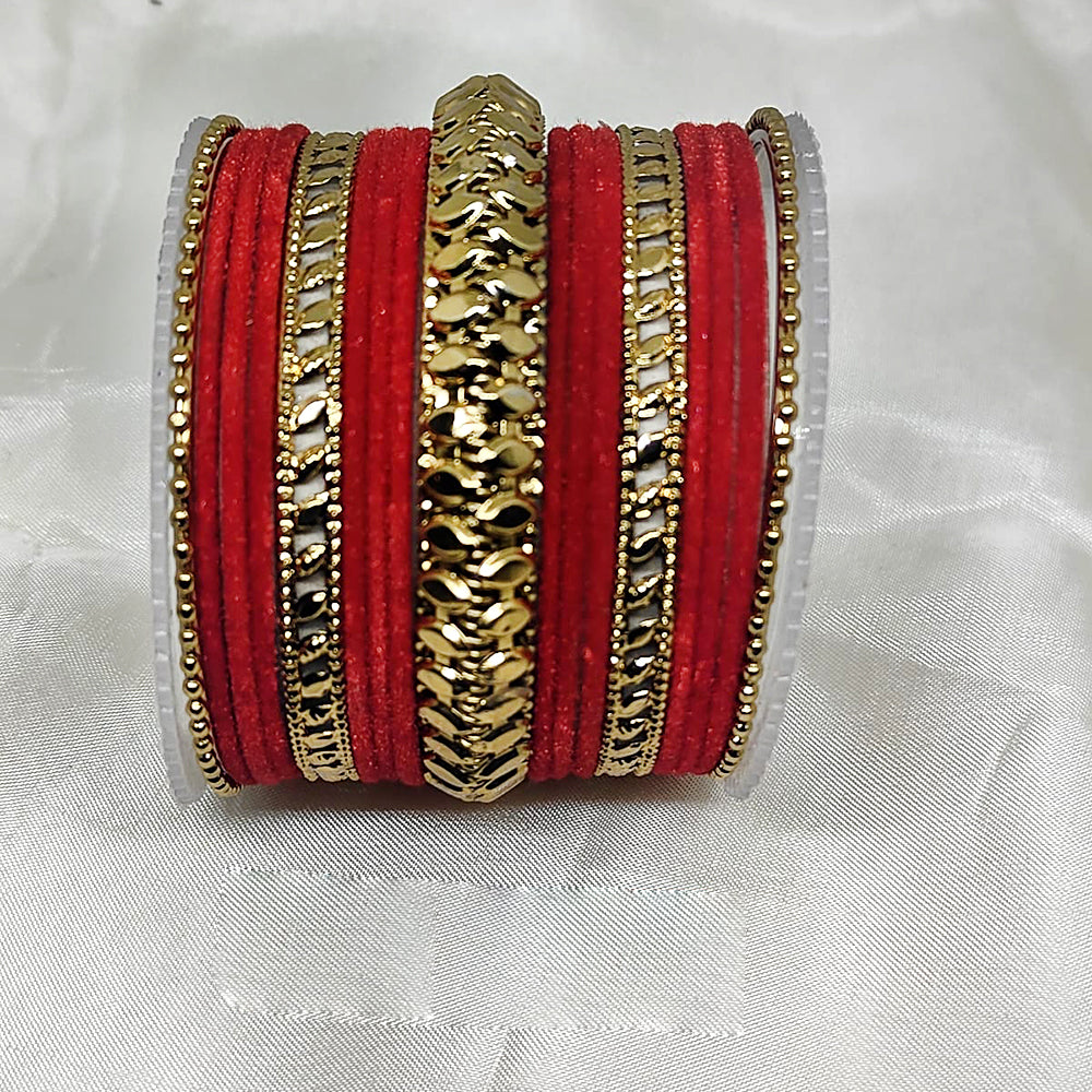 Shree Asha Bangles Gold Plated Velvet Bangle Set