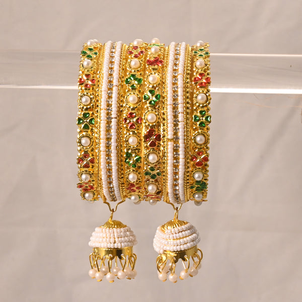 Manik Gold Plated Pearls Bangles Set