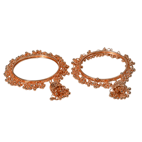 Manik Rose Gold Plated Ghungroo with Latkan Bangle Set