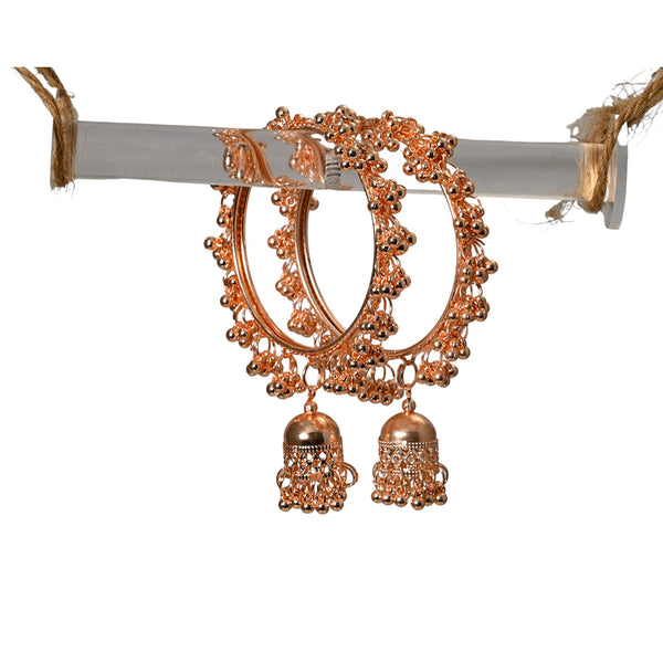 Manik Rose Gold Plated Ghungroo With Latkan Bangle set