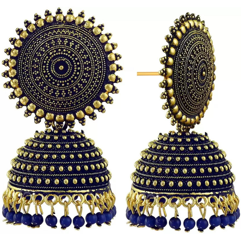 Subhag Alankar Dark Blue Attractive Kundan Jhumki earrings ideal for festive wear