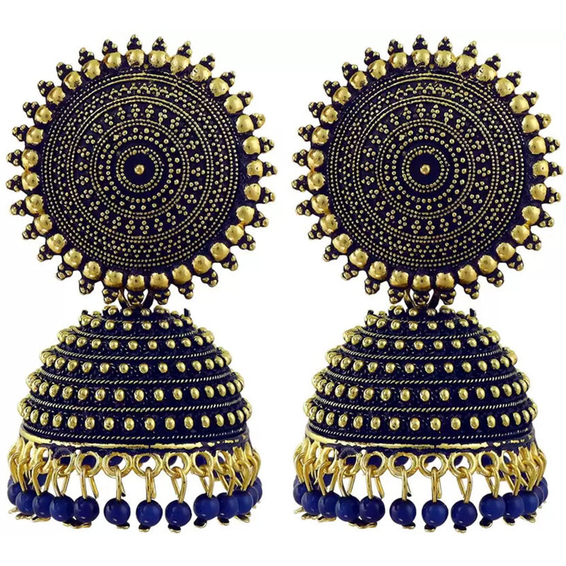 Subhag Alankar Dark Blue Attractive Kundan Jhumki earrings ideal for festive wear