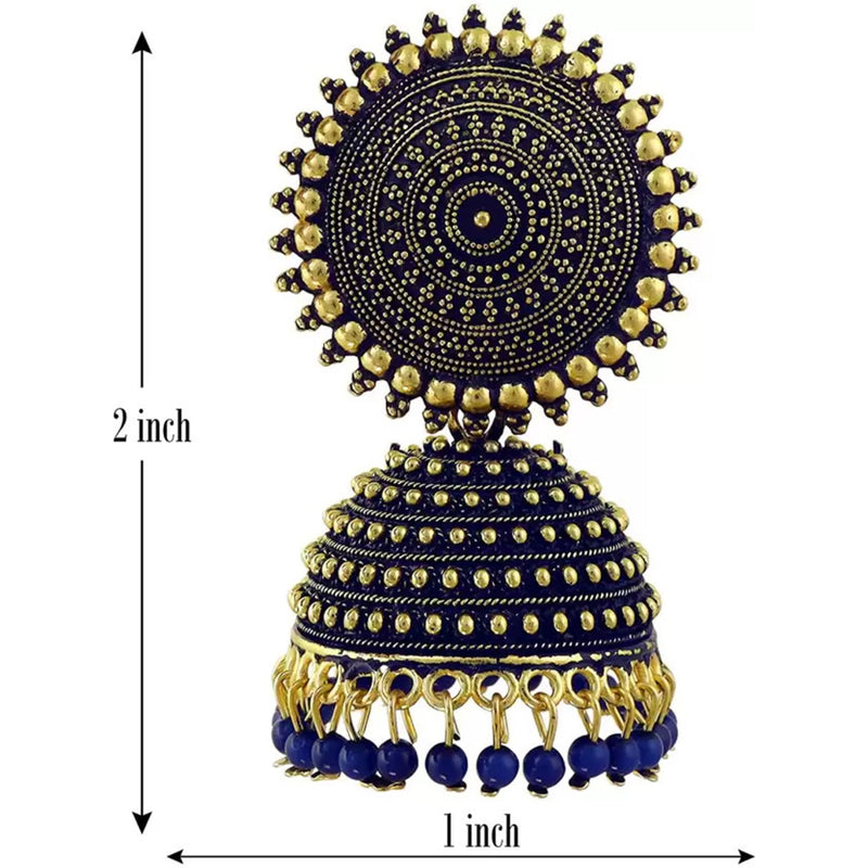 Subhag Alankar Dark Blue Attractive Kundan Jhumki earrings ideal for festive wear