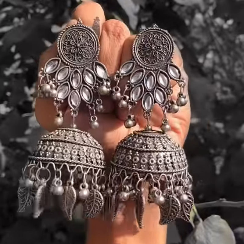 Martina Jewels Oxidised Plated Jhumki Earrings