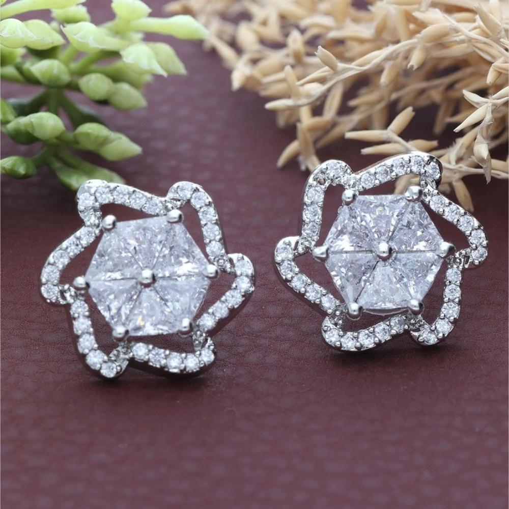 HR Sales Classic Rhodium Finish Austrian Stone And Crystal Studs