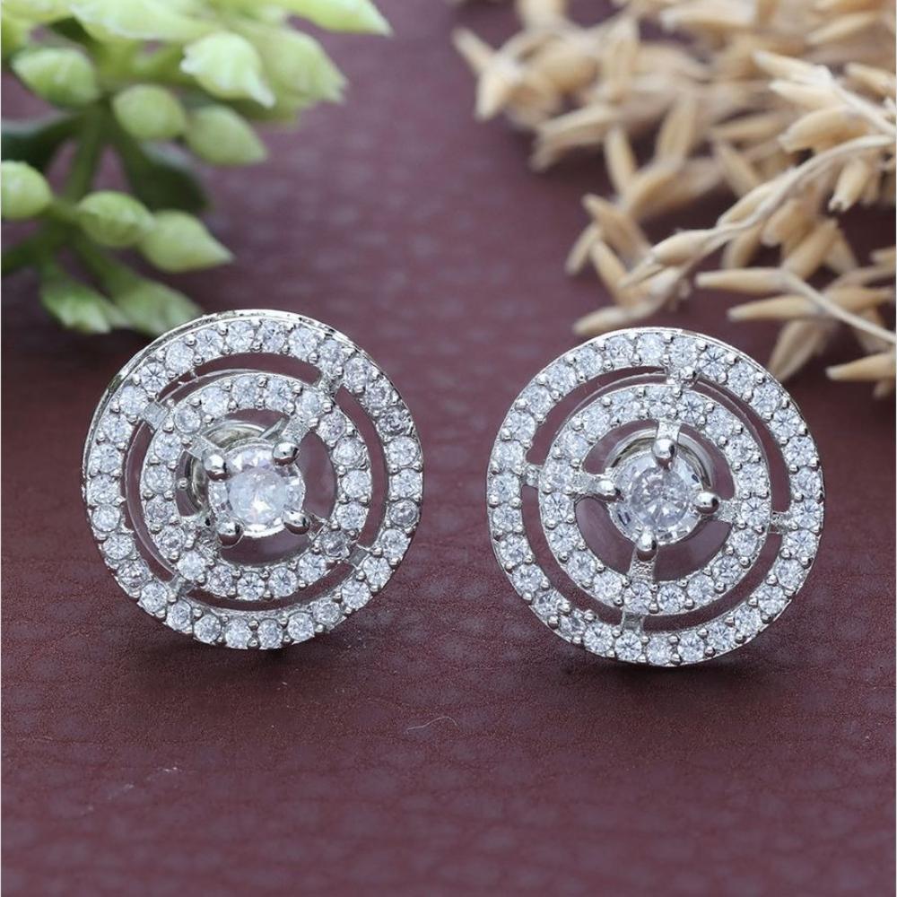 HR Sales Classic Rhodium Finish Austrian Stone And Crystal Studs