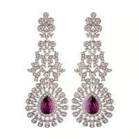 Etnico Silver Plated White Diamond Sparkling Dangle Earrings for Women (E2101ZQ)