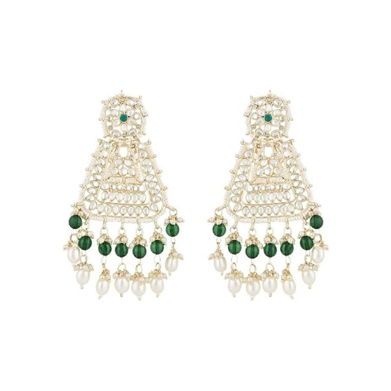 Etnico Gold Plated Traditional Kundan & Pearl Drop Dangle Earrings For Women (E2798G)