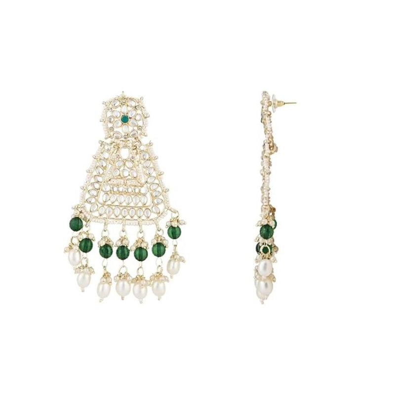 Etnico Gold Plated Traditional Kundan & Pearl Drop Dangle Earrings For Women (E2798G)