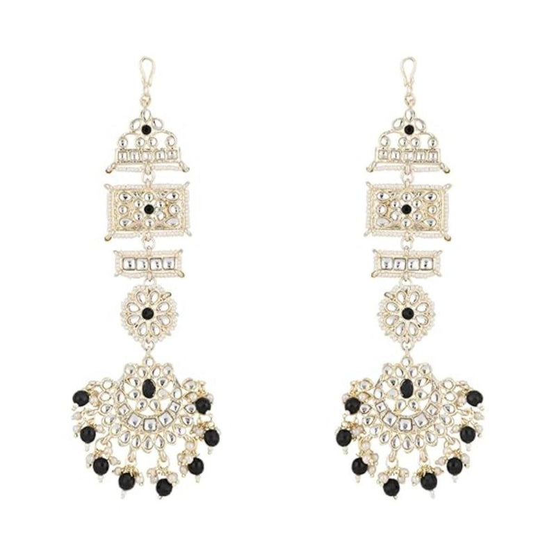 Etnico Gold Plated Traditional Kundan & Pearl Chandbali Earrings For Women (E2861B)