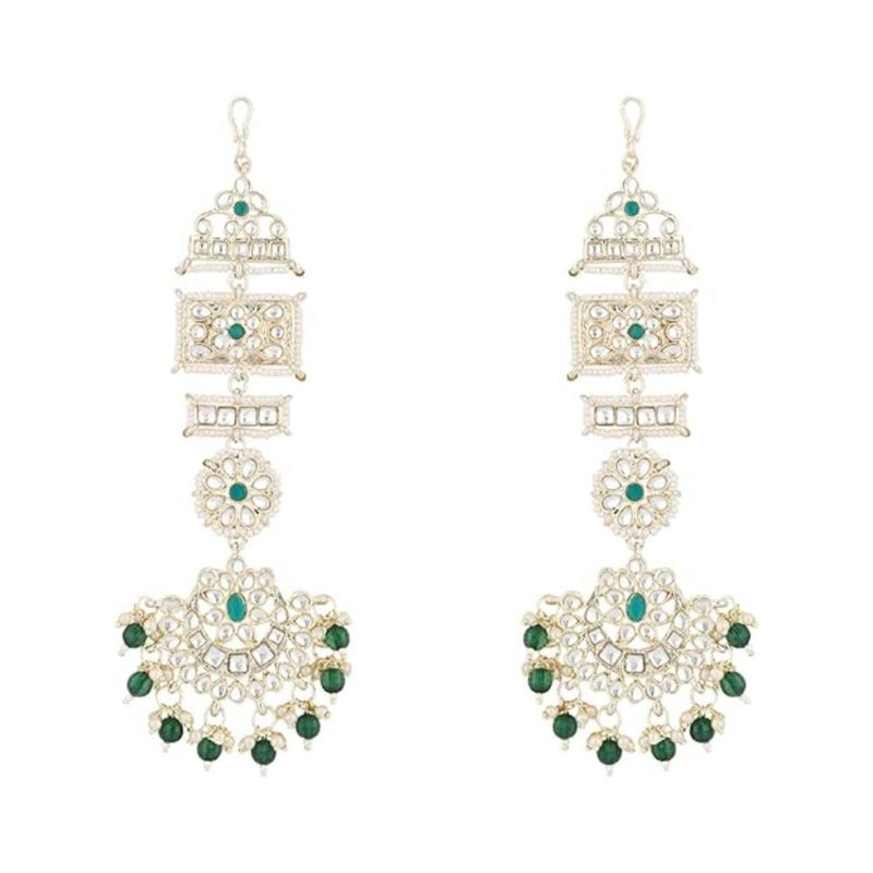 Etnico Gold Plated Traditional Kundan & Pearl Chandbali Earrings For Women (E2861G)