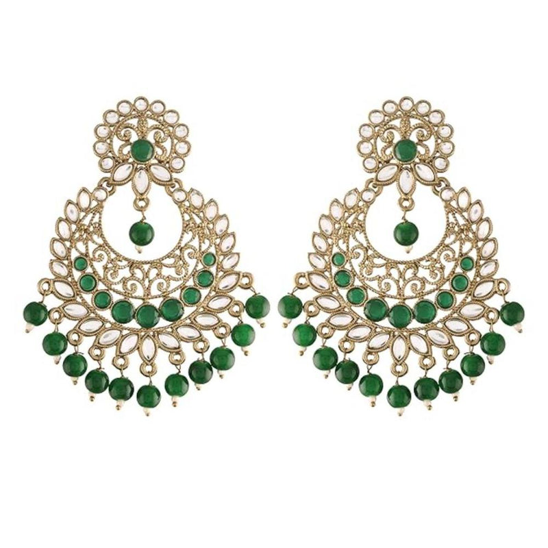 Etnico Gold Plated Traditional Kundan & Pearl Chandbali Earrings For Women (E2867G)