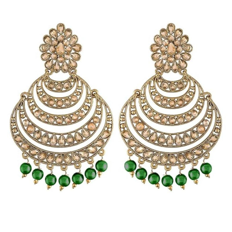 Etnico Gold Plated Traditional Kundan and Pearl Chandbali Earrings for Women (E2869G)