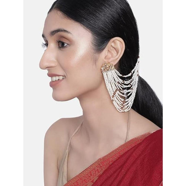 Etnico Gold Plated Multi Strand Earring with Ear Chain Embellished With Pearl For Women/Girls (E2882M)