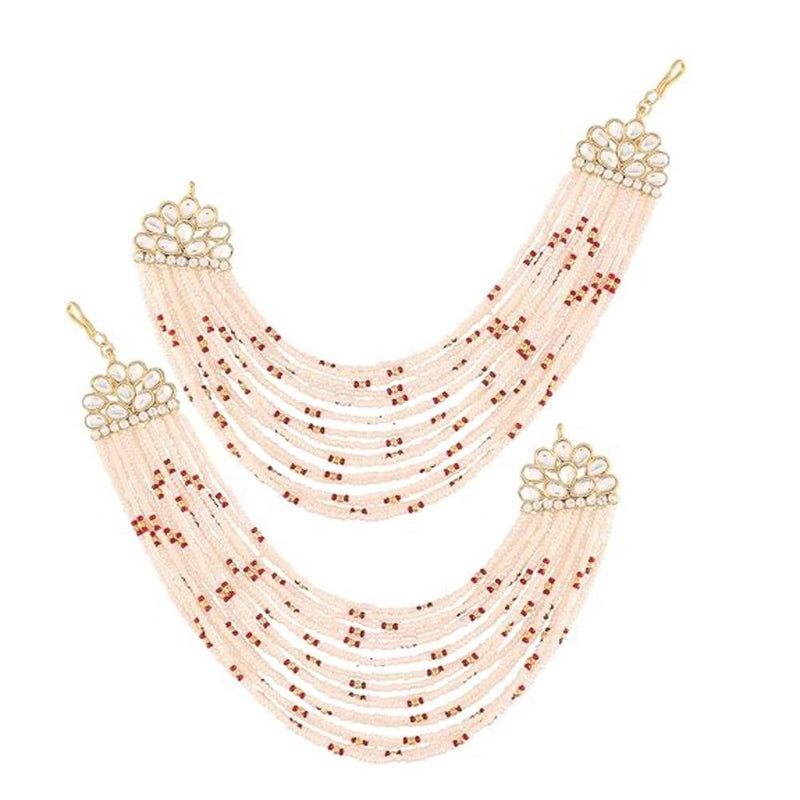 Etnico Gold Plated Multi Strand Earring with Ear Chain Embellished With Pearl For Women/Girls (E2882M)