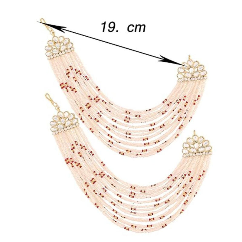 Etnico Gold Plated Multi Strand Earring with Ear Chain Embellished With Pearl For Women/Girls (E2882M)