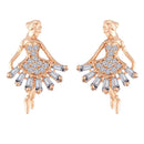 Etnico Stylish Latest Fashion Rose Gold Plated Cubic Zirconia American Diamoand Ballet Dancing Girl Stud Earrings For Women/Girls (E2885)