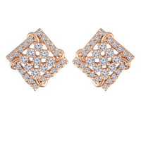 Etnico Stylish Latest Fashion Rose Gold Plated Cubic Zirconia American Diamoand Square Shape Stud Earrings For Women/Girls (E2887)