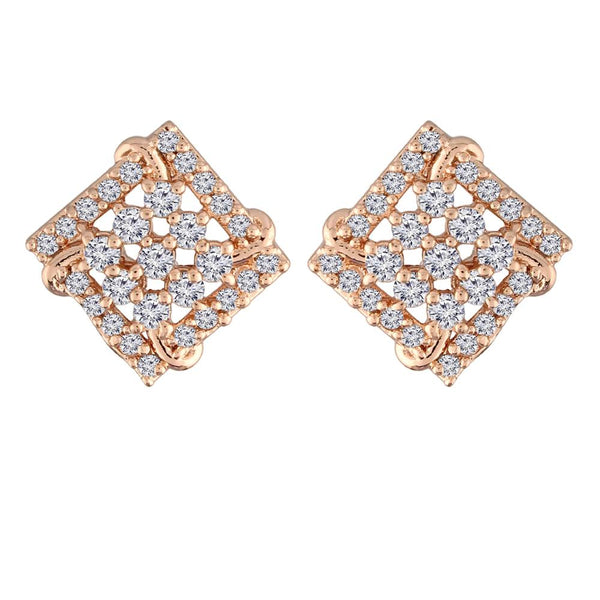 Etnico Stylish Latest Fashion Rose Gold Plated Cubic Zirconia American Diamoand Square Shape Stud Earrings For Women/Girls (E2887)