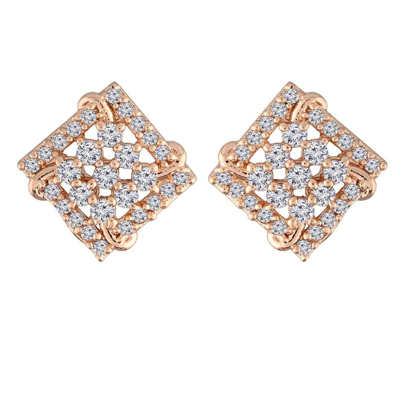 Etnico Stylish Latest Fashion Rose Gold Plated Cubic Zirconia American Diamoand Square Shape Stud Earrings For Women/Girls (E2887)