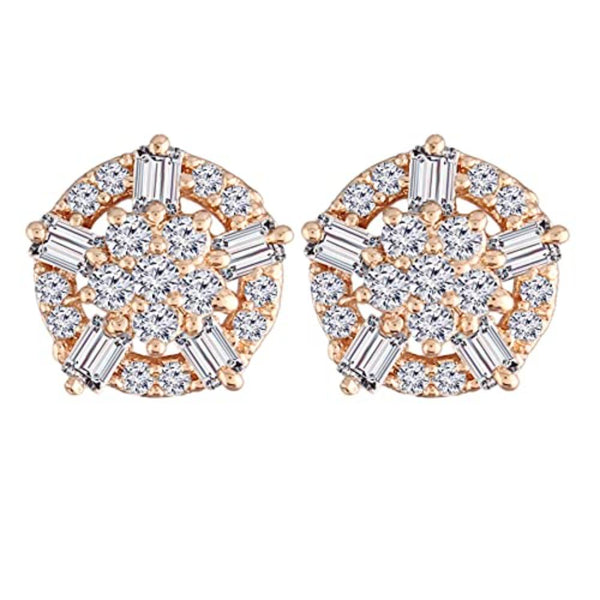 Etnico Stylish Latest Fashion Rose Gold Plated Fashion Cubic Zirconia American Diamoand Round Stud Earrings For Women/Girls (E2892)