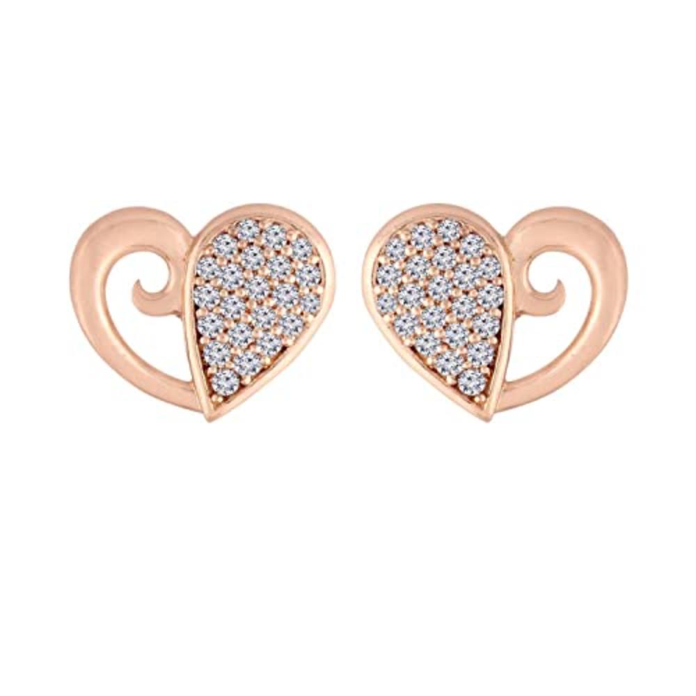 Etnico Stylish Latest Fashion Rose Gold Plated Fashion Cubic Zirconia American Diamoand Heart Shape Stud Earrings For Women/Girls (E2895)