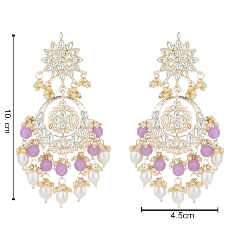 Etnico Gold Plated Traditional Kundan & Pearl Chandbali Earrings for Women (E2916Pu)