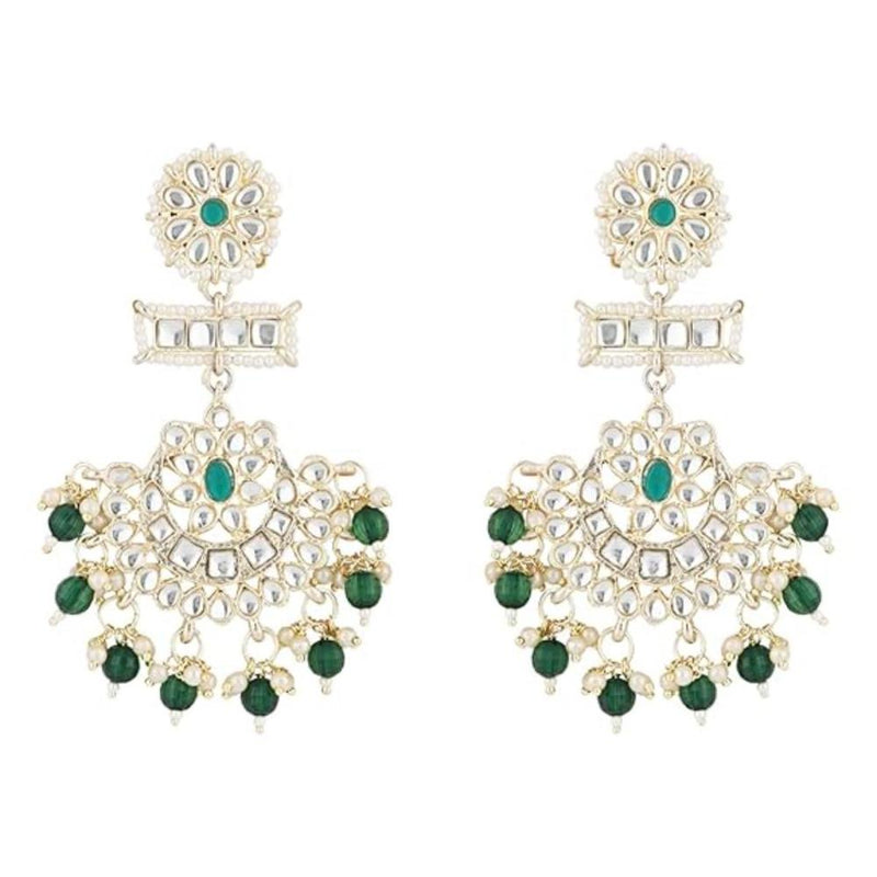 Etnico Gold Plated Traditional Kundan & Pearl Chandbali Earrings For Women (E2927G)