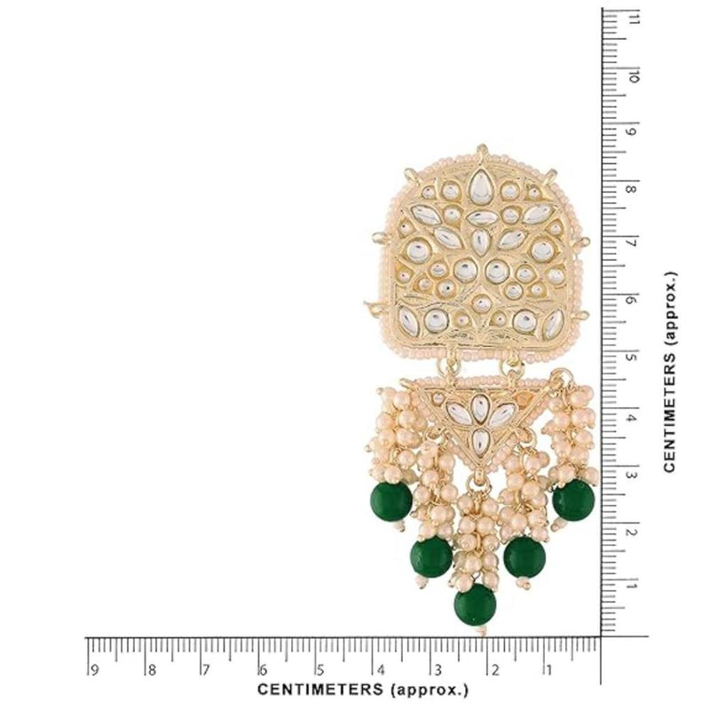 Etnico Gold Plated Kundan & Pearl Drop Dangle Earrings for Women (E2944G)