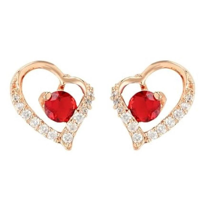 Etnico Rose Gold Plated Cubic Zirconia American Diamoand Combo of 2 Studs Earrings For Women (E2972R-G)