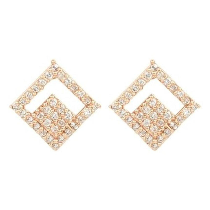 Etnico Rose Gold Plated Cubic Zirconia American Diamoand Combo of 2 Studs Earrings For Women/Girls (E2974-75)