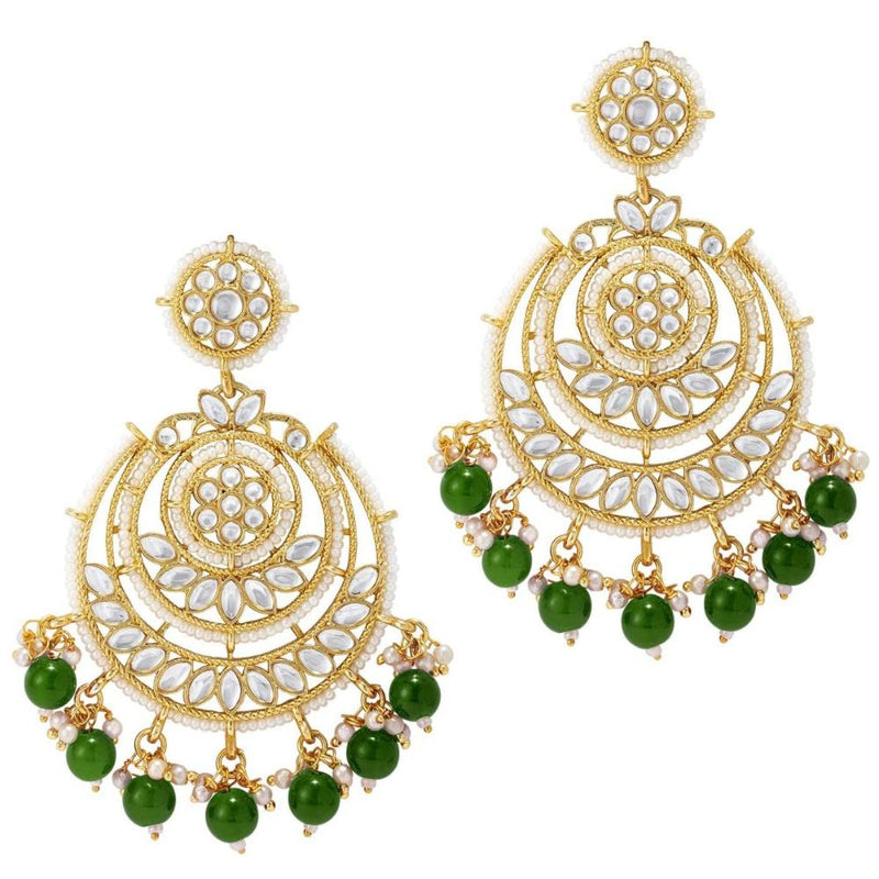 Etnico Gold Plated Traditional Kundan & Pearl Chandbali Earrings for Women (E3002G)